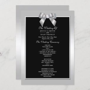 Stilvolles Silver Gem Bow & Black Wedding Programm