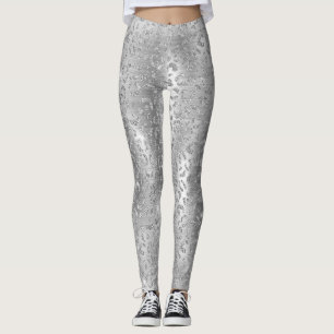 Stilvolles Silver Glitzer Wild Leopard Spots Muste Leggings