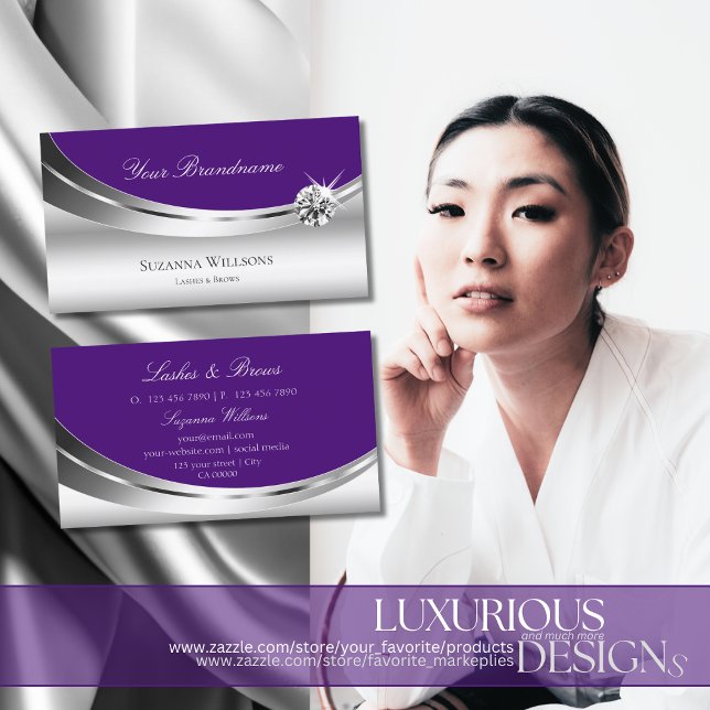 Stilvolles Silver Royal Lila mit Sparkle Diamond Visitenkarte (Von Creator hochgeladen)