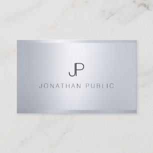Stilvolles Silver Template Elegant Mit Monogramm m Visitenkarte