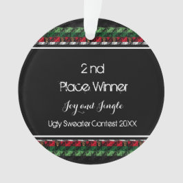 Stilvolles Silver Ugly Sweater Medallion 2. Platz Ornament