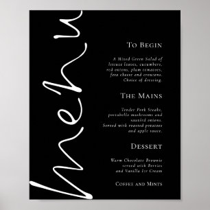 Stilvolles Skript Einfaches Schwarzes Hochzeitsmen Poster
