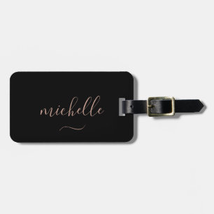 Stilvolles Skript-Monogramm Schwarz Gold Weiblich  Gepäckanhänger