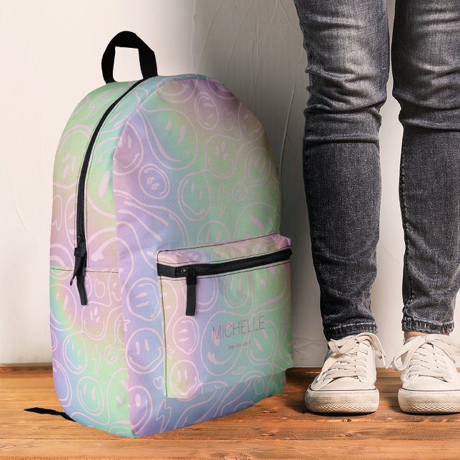Stilvolles Smile Holographic Girly Pink Bedruckter Rucksack (Stylish Smile Holographic Girly Pink Printed Backpack
)