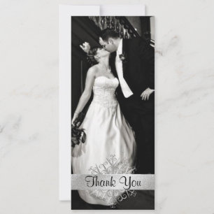 Stilvolles Snowflake Foto Hochzeit Dankeschön Kart Einladung