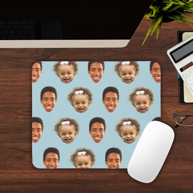 Stilvolles Stahlblau-Muttergeschenk – 2 Gesichts-F Mousepad (Cute Steel Blue Mom 2 Face Photo Personalized Mouse Pad
)