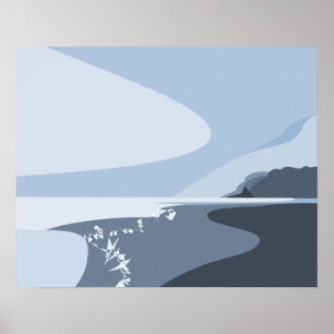 Stilvolles Steel-Blue Digital Art Seascape Poster