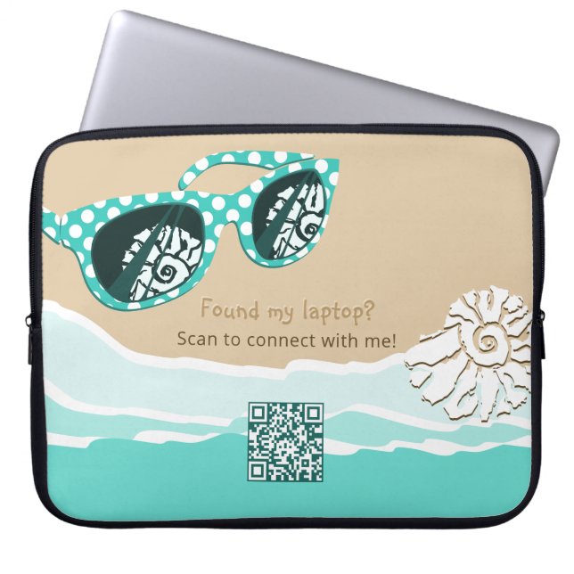Stilvolles Strand-Themen Smart Dynamic QR-Code Laptopschutzhülle (Vorderseite)
