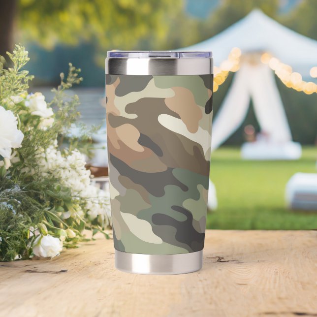 Stilvolles Tarnmuster-Getränk Thermobecher (Hochzeit (gedreht))