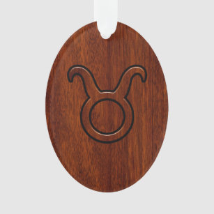 Stilvolles Taurus Zodiac-Zeichen auf Mahogany wie  Ornament