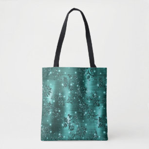 Stilvolles Teal-Schimmer-Glitter und Folien-Blumen