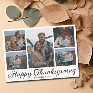 Stilvolles Thanksgiving Herbst Familienfoto Collag Feiertagskarte