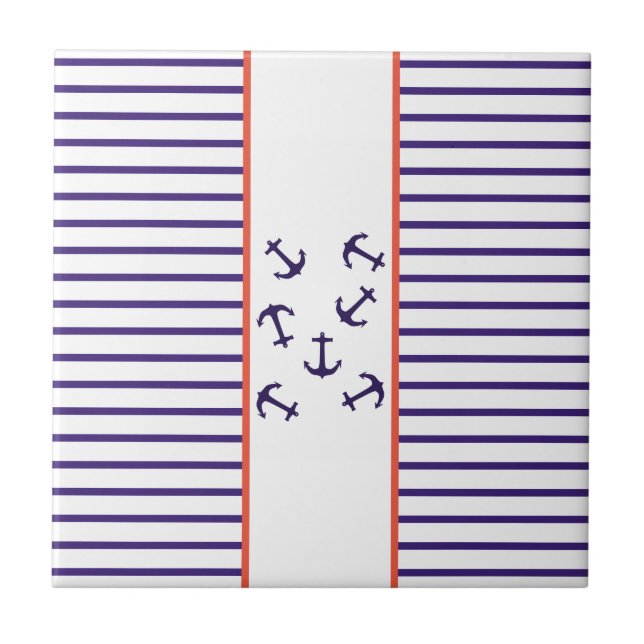 Stilvolles Thema Blaue Ankersee Fliese (Vorderseite)