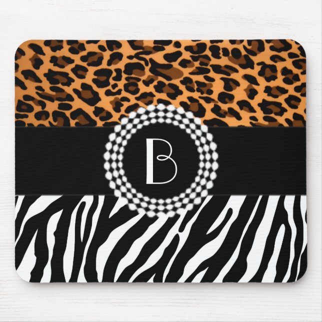 Stilvolles Tier druckt Zebra-und Leopard-Muster Mousepad (Vorne)
