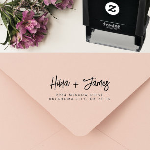 Stilvolles Trendpaar Skript Hochzeitsadresse Permastempel