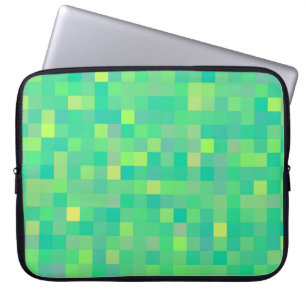 Stilvolles, trendy grün/gelb Pixel Mosaikmuster Laptopschutzhülle