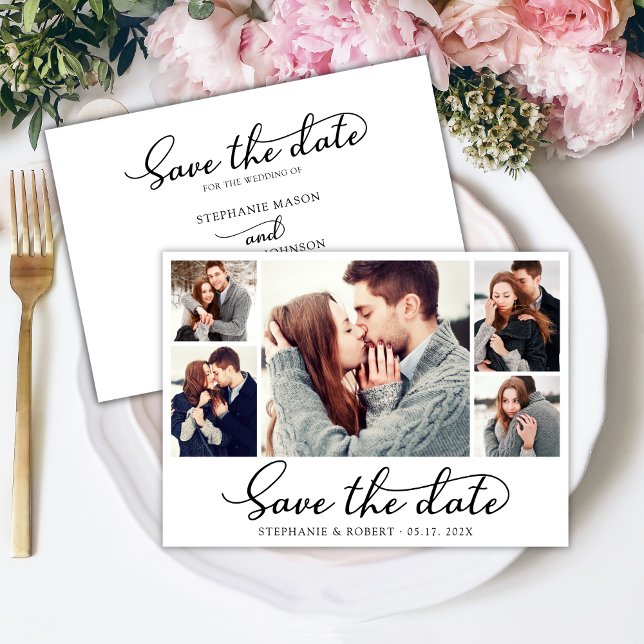 Stilvolles Trendy Script 3 Foto Collage Wedding Save The Date (Von Creator hochgeladen)