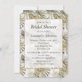 Stilvolles, tropisches Gold Sage Green Brautparty Einladung