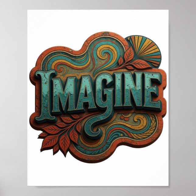 Stilvolles Türkis IMAGINE Poster (Vorne)