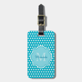 Stilvolles Türkis-Tupfen-Monogramm mit Namen Gepäckanhänger