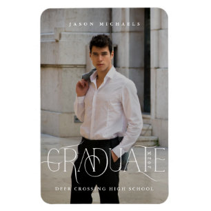 Stilvolles Type Foto 2023 Abschluss Ankündigung Magnet