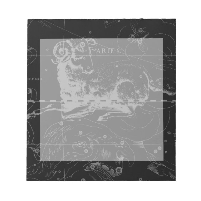 Stilvolles Vintag Aries-Sternbild von Hevelius Notizblock (Vorderseite)