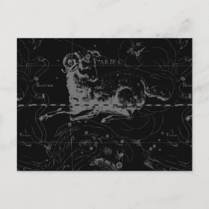 Stilvolles Vintag Aries-Sternbild von Hevelius Postkarte