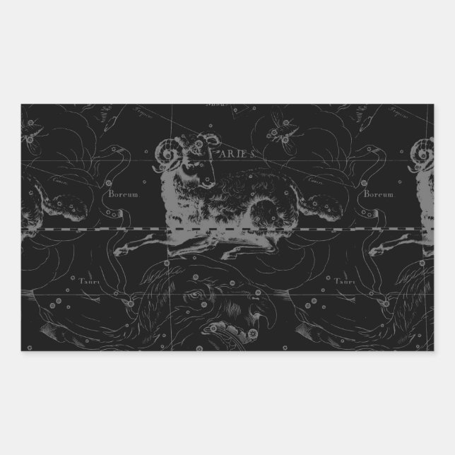 Stilvolles Vintag Aries-Sternbild von Hevelius Rechteckiger Aufkleber (Vorderseite)