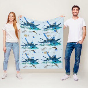 Stilvolles Vintage-Auto Beachy Pop-Art, Fleecedecke