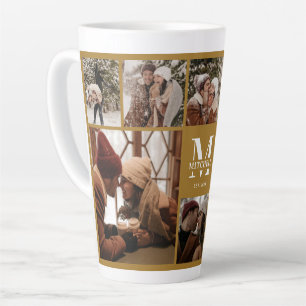 Stilvolles Vintage-Gold-Familienfoto-Collage-Anden Milchtasse