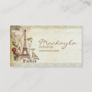 stilvolles Vintages Blumenparis Visitenkarte