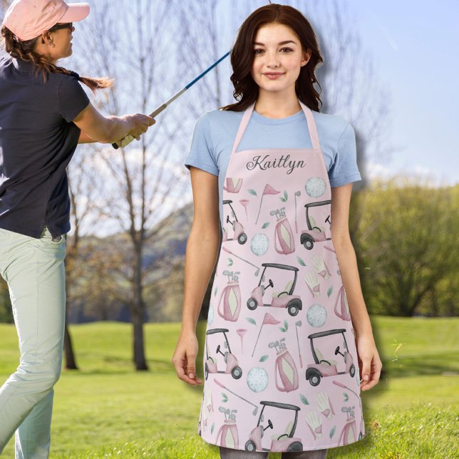 Stilvolles weibliches Golfdesign und Name Schürze (Von Creator hochgeladen)