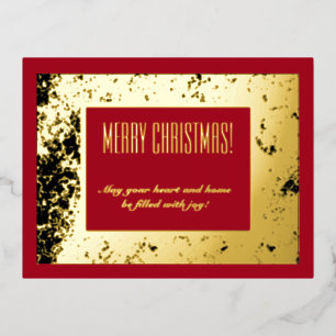 Stilvolles Weihnachten chic rot gold und schwarz Folien Feiertagspostkarte