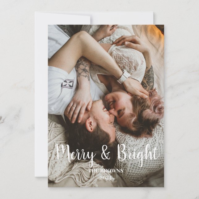 Stilvolles Weihnachten Merry Bright Family Foto (Vorderseite)