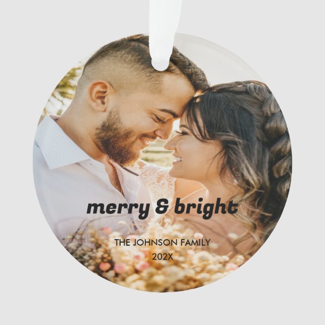 Stilvolles Weihnachts-Minimal-Couple-Foto Ornament (Vorderseite)