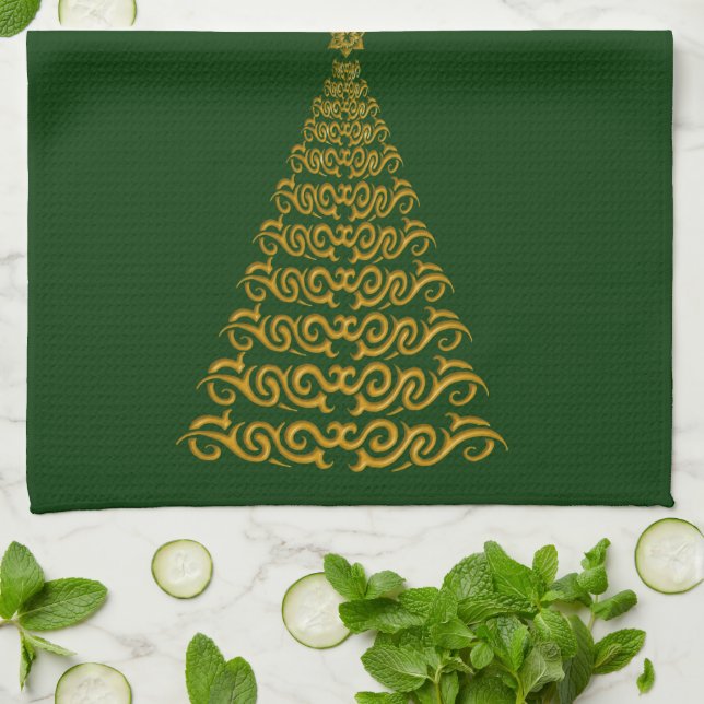 Stilvolles Weihnachtsbaum Küchentuch (Gefaltet)