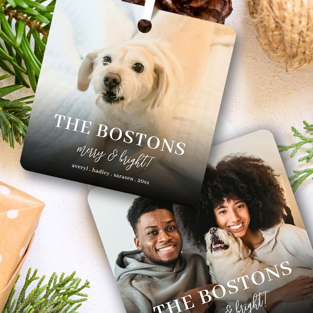 Stilvolles Weihnachtsfest Minimal Fun Couple Dog 2 Ornament Aus Metall (Von Creator hochgeladen)