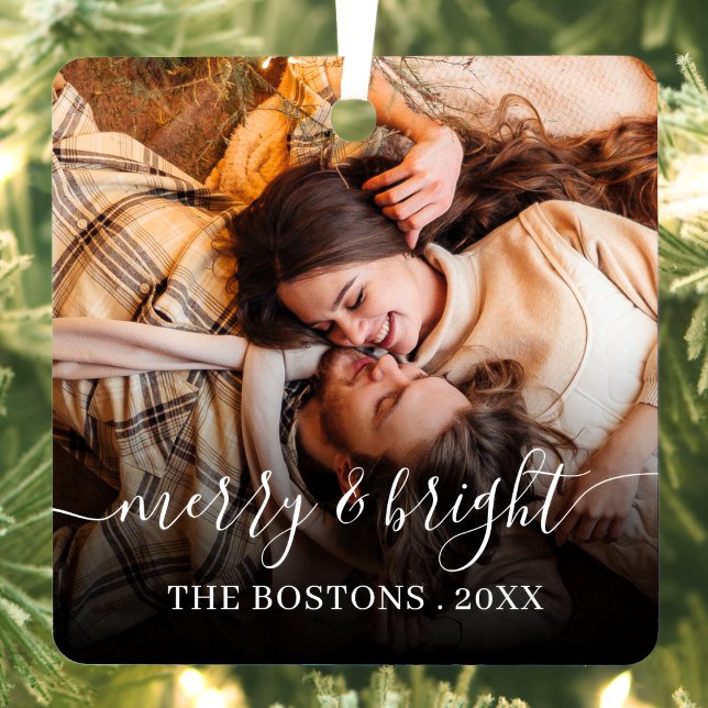 Stilvolles Weihnachtsminimal Niedliches Couple Fot Ornament Aus Metall (Von Creator hochgeladen)