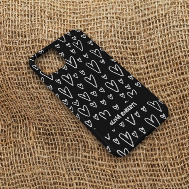 Stilvolles Weiß Chalk Herz Muster Personalisiert Case-Mate iPhone Hülle (Von Creator hochgeladen)