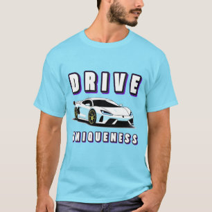 Stilvolles weißes Rennwagen mit Neon-Akzente T-Shirt