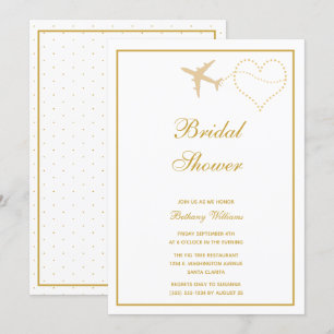 Stilvolles White Gold Travel Brautparty Einladung