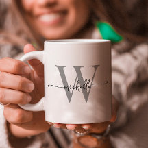 Stilvolles White Monogram Name Calligrafy Script