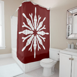 Stilvolles White Pattern auf Burgund Duschvorhang