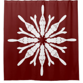 Stilvolles White Pattern auf Burgund Duschvorhang