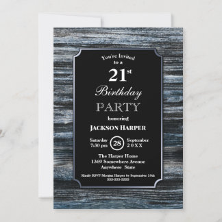 Stilvolles Wood 21. Geburtstag Party Einladung