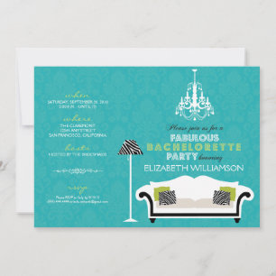 Stilvolles Zebra Dekor Bachelorette Invite (aqua) Einladung
