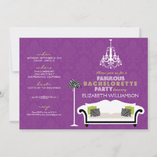 Stilvolles Zebra Dekor Bachelorette Invite (lila) Einladung