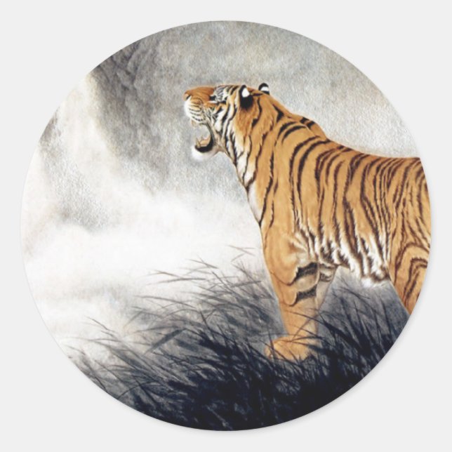 Stimme des Tigers Runder Aufkleber (Vorderseite)