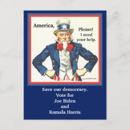 Stimme für Joe Biden & Kamala Harris, Onkel Sam pi Postkarte