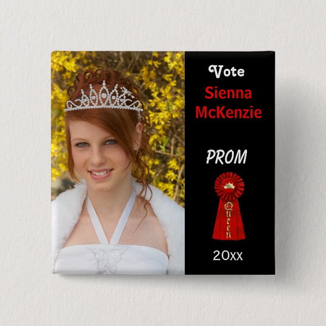 Stimme für Prom Queen (rot) Button (Vorderseite)